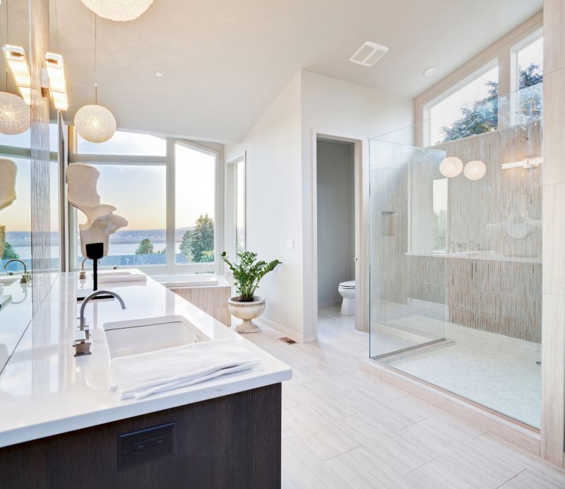 Open-Concept Bathroom with Large Windows